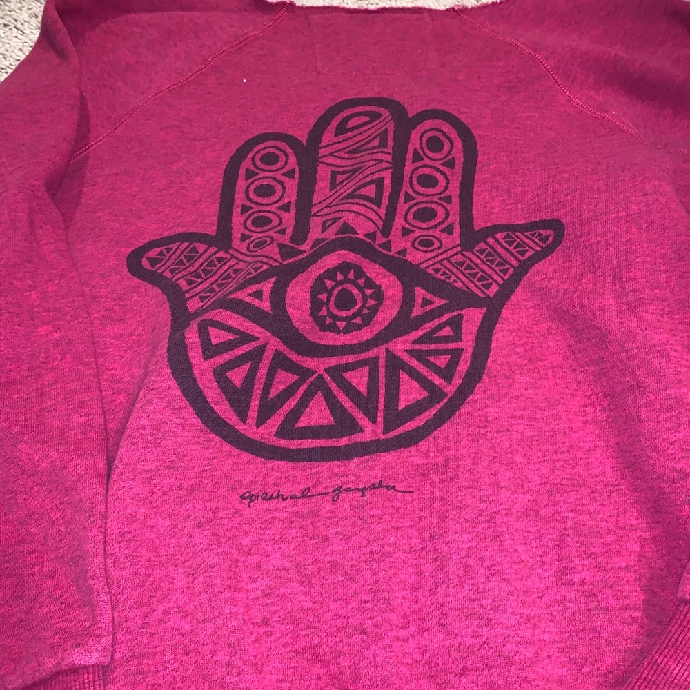 Spiritual Gangster Pink & Black Hamsa Graphic Sweater
